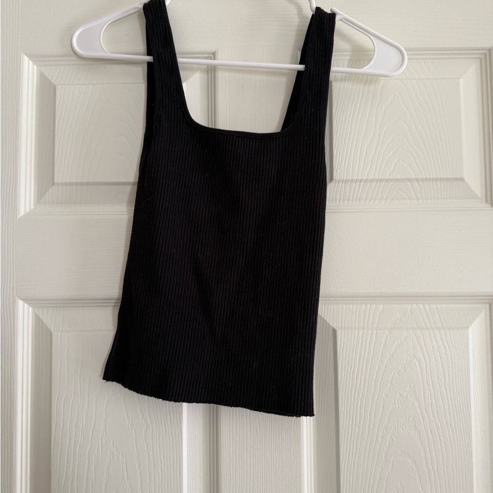 Vince Black Fitted Crop Tank Top